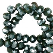 Faceted glass beads 4x3mm disc Anthracite-pearl shine coating